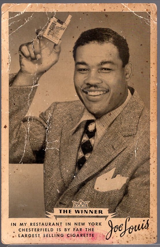 Lot Detail - 1940’s Joe Louis Chesterfield Boxing 3 5/8” x 5 ½” Ad Card