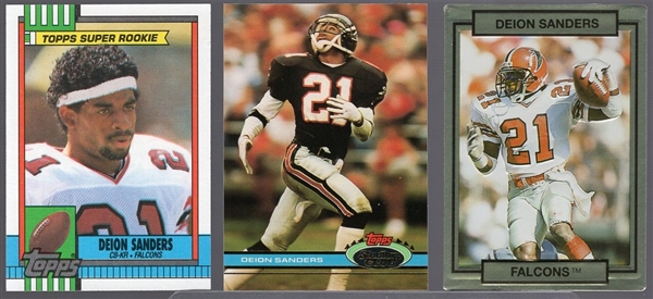 Deion Sanders Football Card Lot- 90 Asst