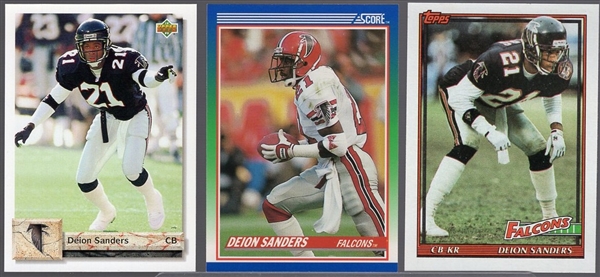 Deion Sanders Football Card Lot- 90 Asst