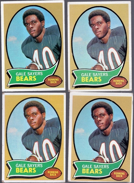 1970 Topps Fb- #70 Gale Sayers RC, Bears- 4 Cards