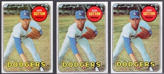 1969 Topps Bb- #216 Don Sutton, Dodgers- 3 Cards