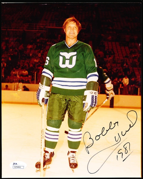 Autographed Bobby Hull Whalers Color 8x10” Photo- JSA Certified