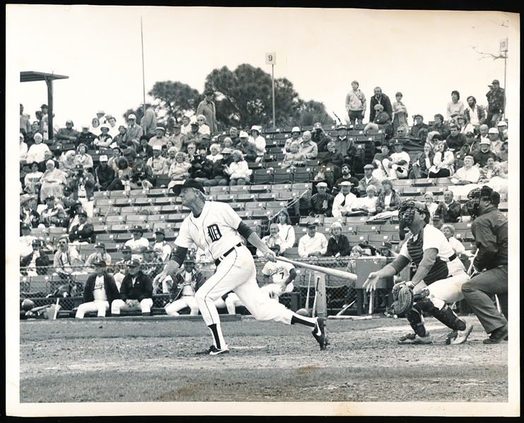 Late 70’s-Early 80’s? Al Kaline Batting in Old Timers Game vs. Dodgers 10” x 8” B & W Photo