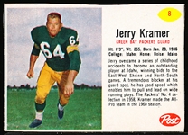 1962 Post Ftbl. #8 Jerry Kramer, Packers