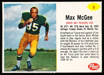 1962 Post Ftbl. #9 Max McGee, Packers