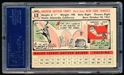 1956 Topps Baseball- #12 Andy Carey, Yankees- PSA Ex-Mt 6