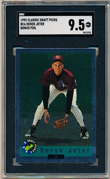 1992 Classic Draft Picks Baseball- Bonus Foil- #SC6 Derek Jeter- SGC 9.5(Mt+)