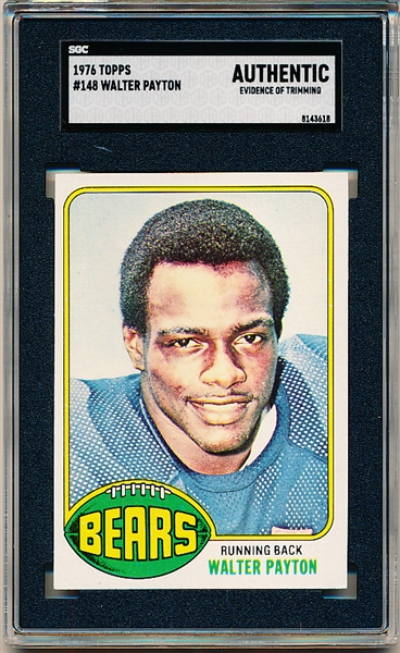 1976 Topps Football- #148 Walter Payton, Bears- SGC Authentic (Evidence of Trimming)