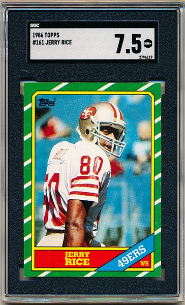 1986 Topps Football - #161 Jerry Rice RC- PSA NM+ 7.5