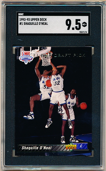 1992-93 Upper Deck Basketball- #1 Shaquille O’Neal Draft Pick Card- SGC 9.5 (Mt+)