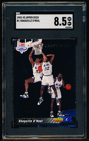 1992-93 Upper Deck Basketball- #1 Shaquille O’Neal Draft Pick Card- SGC 8.5 (Nm-Mt+)