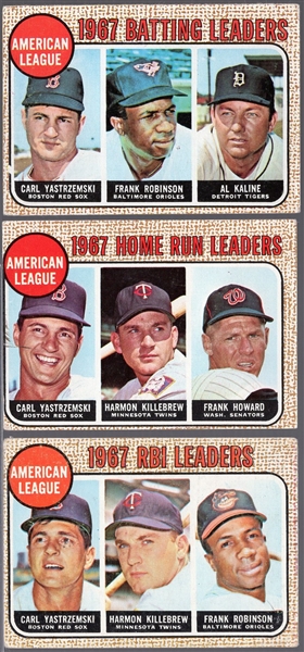 1968 Topps Bb- 9 Leader Cards- Yaz Triple Crown