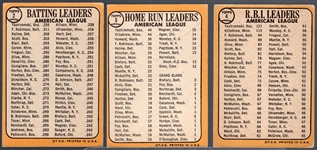 1968 Topps Bb- 9 Leader Cards- Yaz Triple Crown