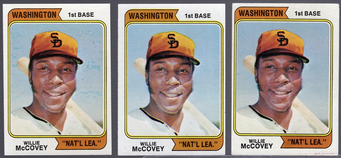 1974 Topps Bb- #250 Willie McCovey (Wash NL)- 3 Cards