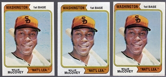 1974 Topps Bb- #250 Willie McCovey (Wash NL)- 3 Cards