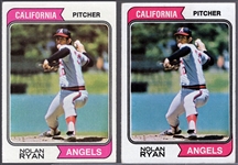 1974 Topps Bb- #20 Nolan Ryan, Angels- 2 Cards