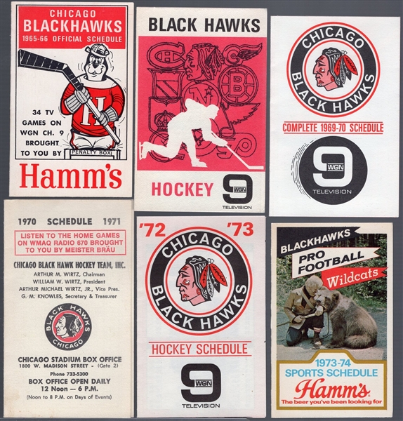 Chicago Black Hawks Hockey- 6 Diff Pocket Schedules
