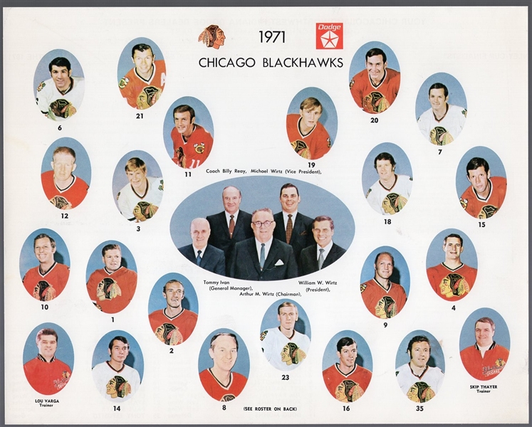 Chicagoland Dodge Dealers- Great Blackhawks Teams of the Past- 1971 Chicago Black Hawks Hockey Stanley Cup Finalist