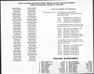 Chicagoland Dodge Dealers- Great Blackhawks Teams of the Past- 1971 Chicago Black Hawks Hockey Stanley Cup Finalist