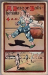 1910? “A Base on Balls” Baseball Related Postcard