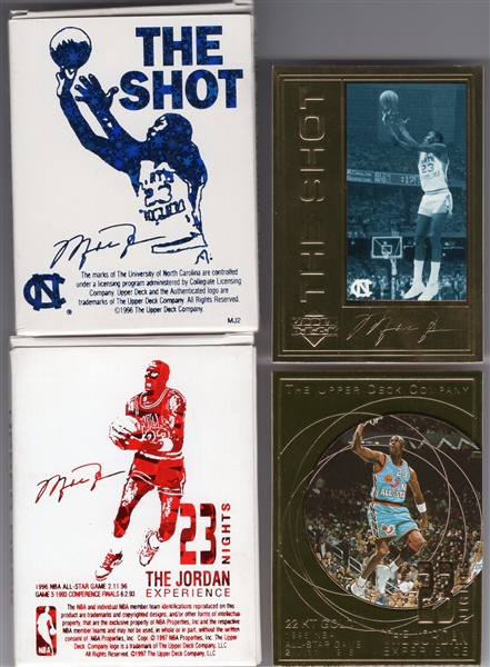 1996-97 Upper Deck/ Upper Deck Authenticated Michael Jordan 22 Kt. Gold Photo Cards- 2 Diff.