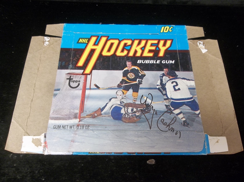 1972-73 Topps Hockey Folded-Down 10 Cent Display Box Signed on Lid by Wayne Cashman