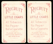 1911 Recruit Little Cigars “Flags of All Nations” (T59) Cards- 2 Diff.