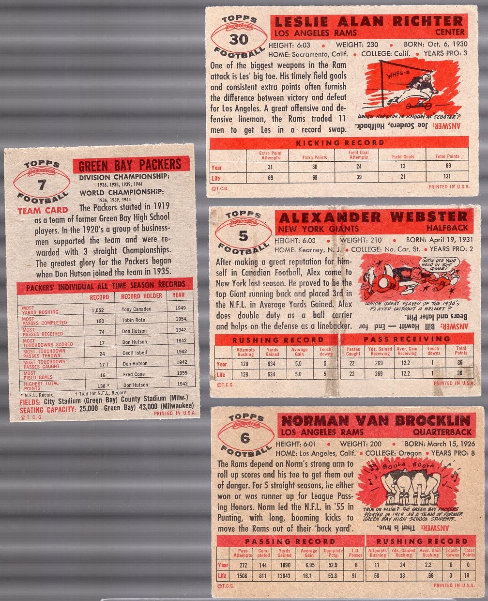 Lot Detail 1956 Topps Football 4 Diff