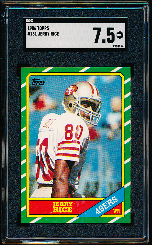 Lot Detail - 1986 Topps Football- #161 Jerry Rice RC- SGC 7.5 (NM+)