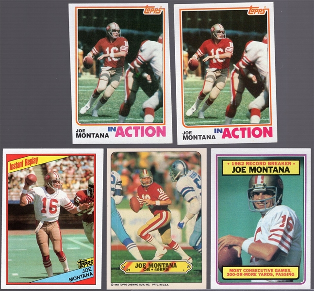 Five Joe Montana Football Cards