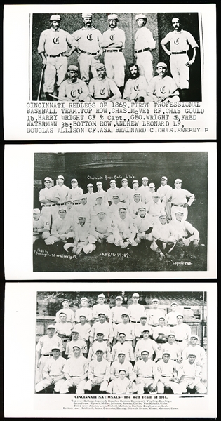 Three Diff. Cincinnati Redlegs Team Picture Photo Postcards