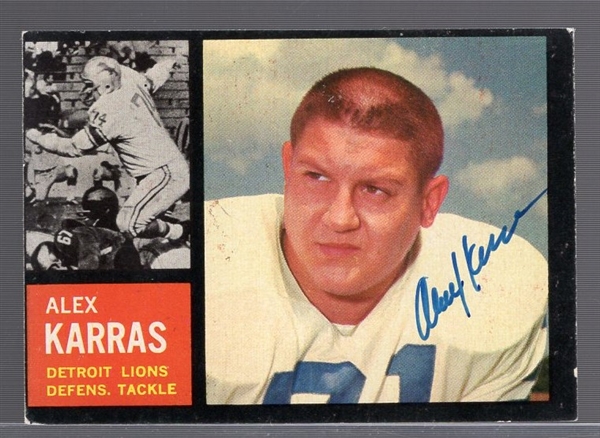 Autographed 1962 Topps Ftbl. #58 Alex Karras, Lions