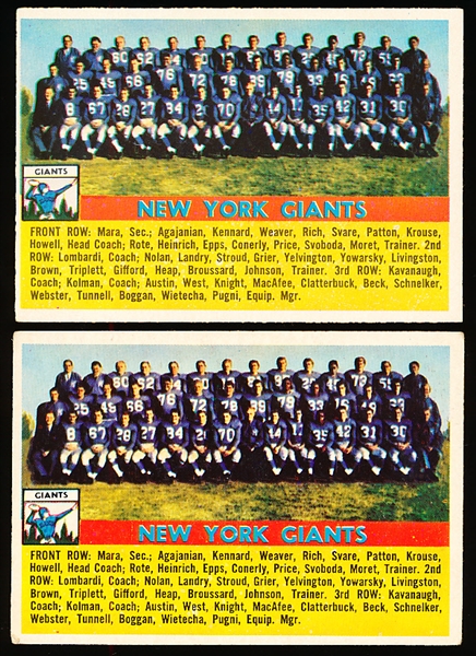 Lot Detail - 1956 Topps Football- #113 New York Giants (Vince Lombardi ...