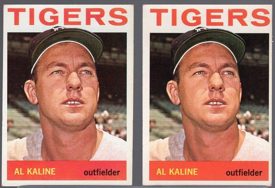 1964 Topps Bb- #250 Al Kaline, Tigers- 2 Cards