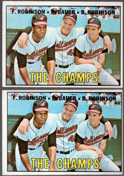 1967 Topps Bb- #1 The Champs- 2 Cards