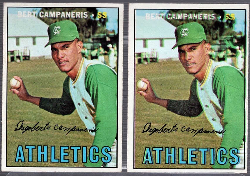 1967 Topps Bb- #515 Bert Campanaris, A’s- 2 Cards