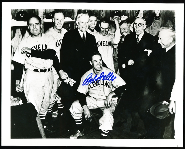 Autographed Bob Feller Cleveland Indians MLB B/W 8” x 10” Photo