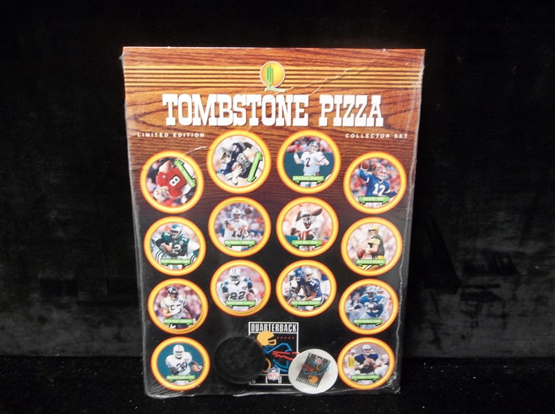 1995 Tombstone Quarterback Club Ftbl. Pogs- 1 Complete Player Set of 14 Player Pogs on Original Cardboard Card