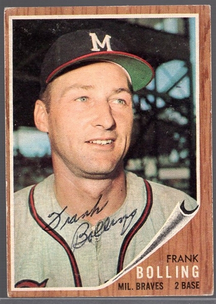 Autographed 1962 Topps Bsbl. #130 Frank Bolling, Braves