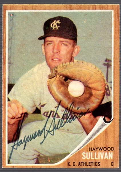 Autographed 1962 Topps Bsbl. #184 Haywood Sullivan, A’s