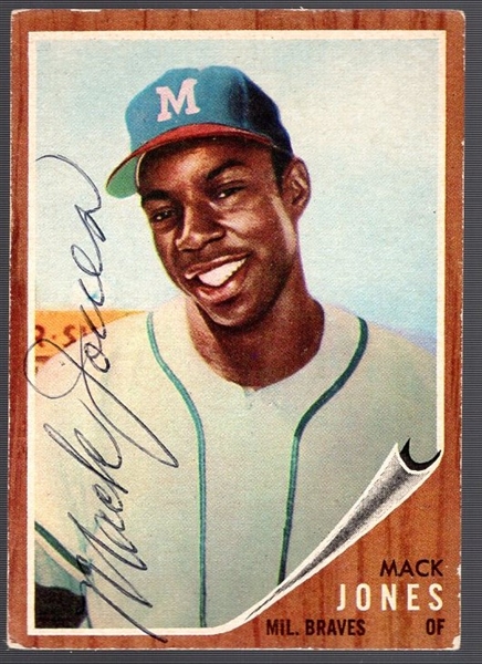 Autographed 1962 Topps Bsbl. #186 Mack Jones, Braves