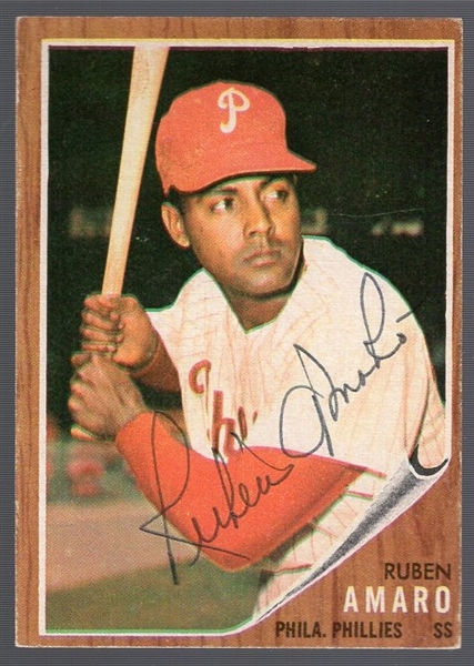 Autographed 1962 Topps Bsbl. #284 Ruben Amaro, Phillies