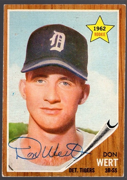 Autographed 1962 Topps Bsbl. #299 Don Wert, Tigers