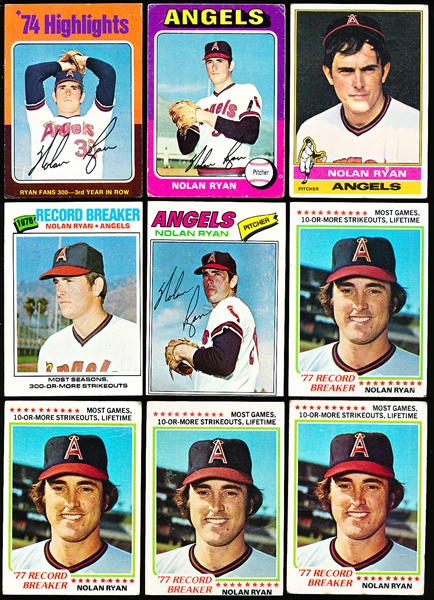 1975-’78 Topps Nolan Ryan- 9 Asst.