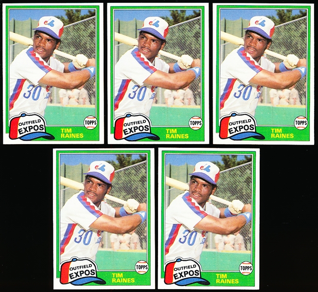 1981 Topps Traded Bb- #816 Tim Raines, Expos- 5 Cards