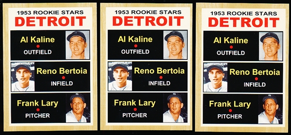 2010 Monarch Corona “1953 Rookie Stars Detroit” (Kaline/ Bertoia/ F. Lary)- 3 Cards