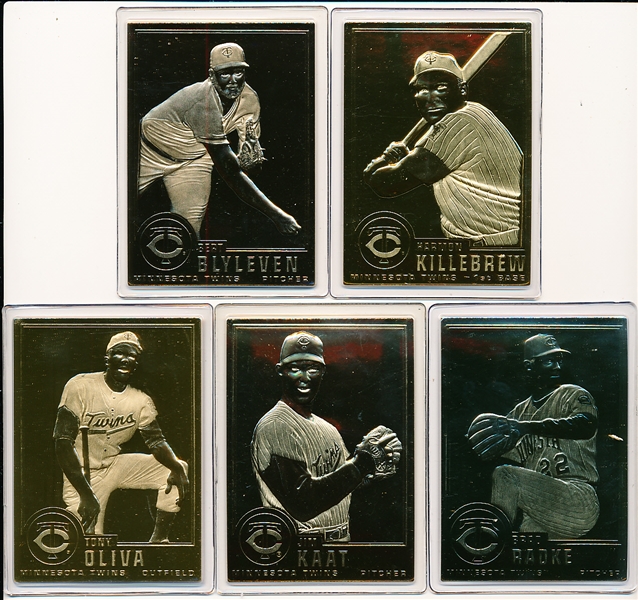 1996-’04 Danbury Mint 22kt Gold Bb- Minnesota Twins- 5 Diff.
