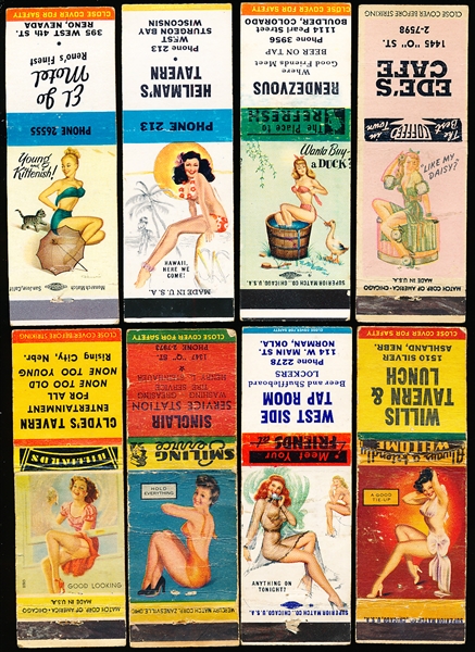 1940’s War Years Matchbook Covers with Risqué Art- 8 Diff.