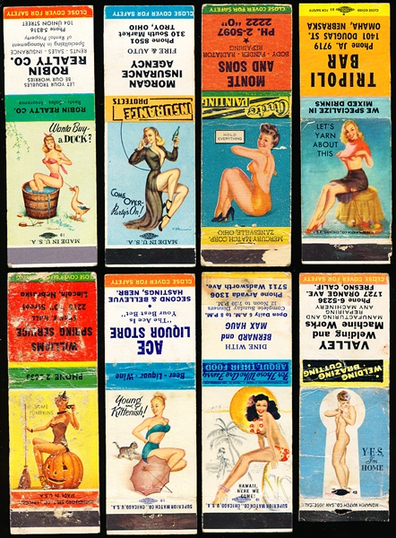 1940’s War Years Matchbook Covers with Risqué Art- 8 Diff.