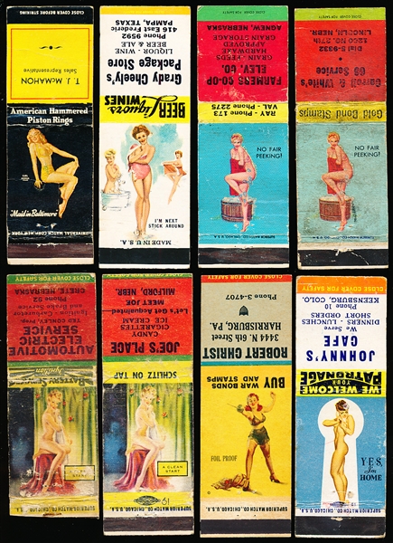 1940’s War Years Matchbook Covers with Risqué Art- 8 Diff.
